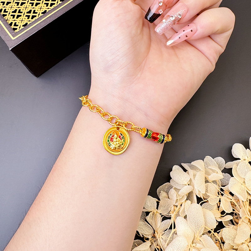 Vietnam Sha Jin Guochao Bodhisattva esmalte azul nubes caléidoscopio pulsera no se desvanece durante mucho tiempo nueva fuente de joyería china