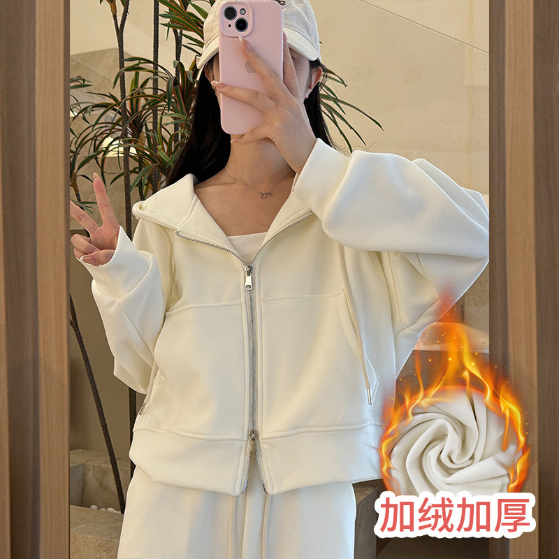 藏青色拉链连帽卫衣女春秋季小个子韩版宽松显瘦休闲外套百搭上衣|undefined