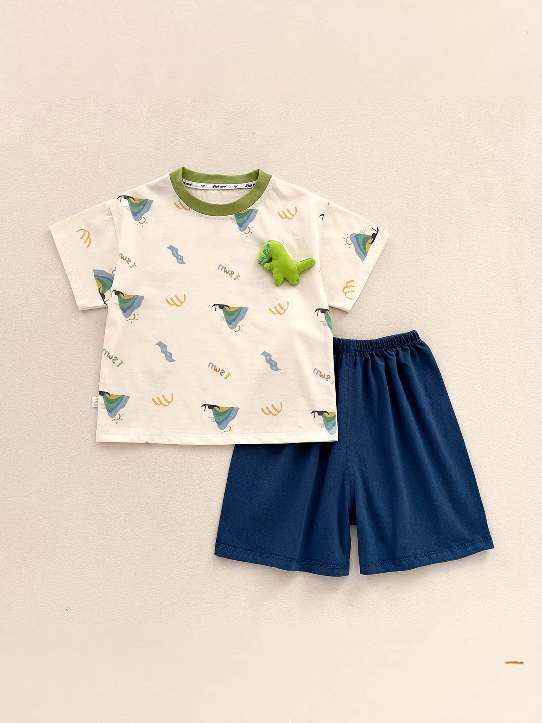 Nuevas camisetas de muñecas para niños manga corta de dibujos animados de algodón para niños y niñas de verano dos piezas para niños antibacterianos de clase A