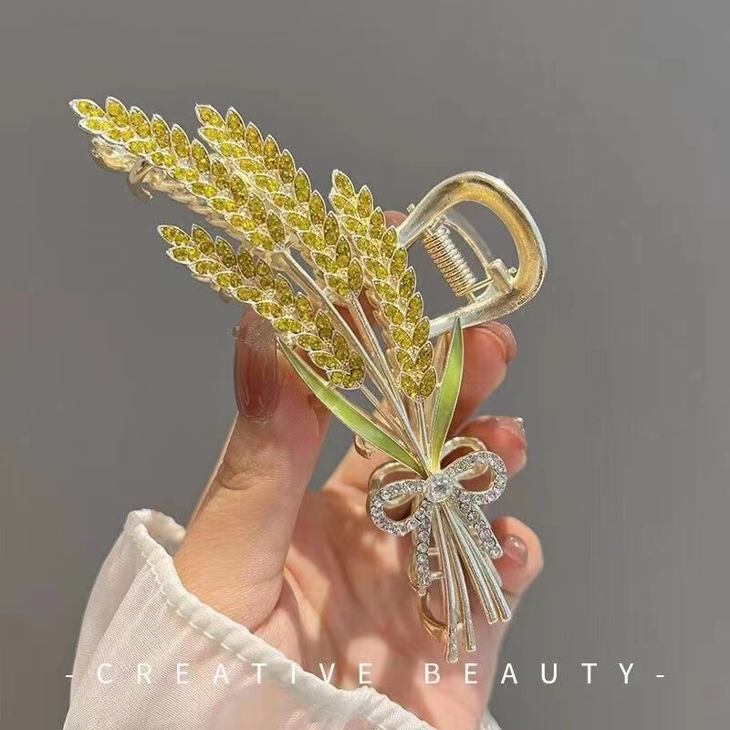 2024 K-Style of the New Wheat Ear Hair Clip Headwear Grab Clip Large Shark Clip Douyin Internet Celebrity Back Head Hair Clip