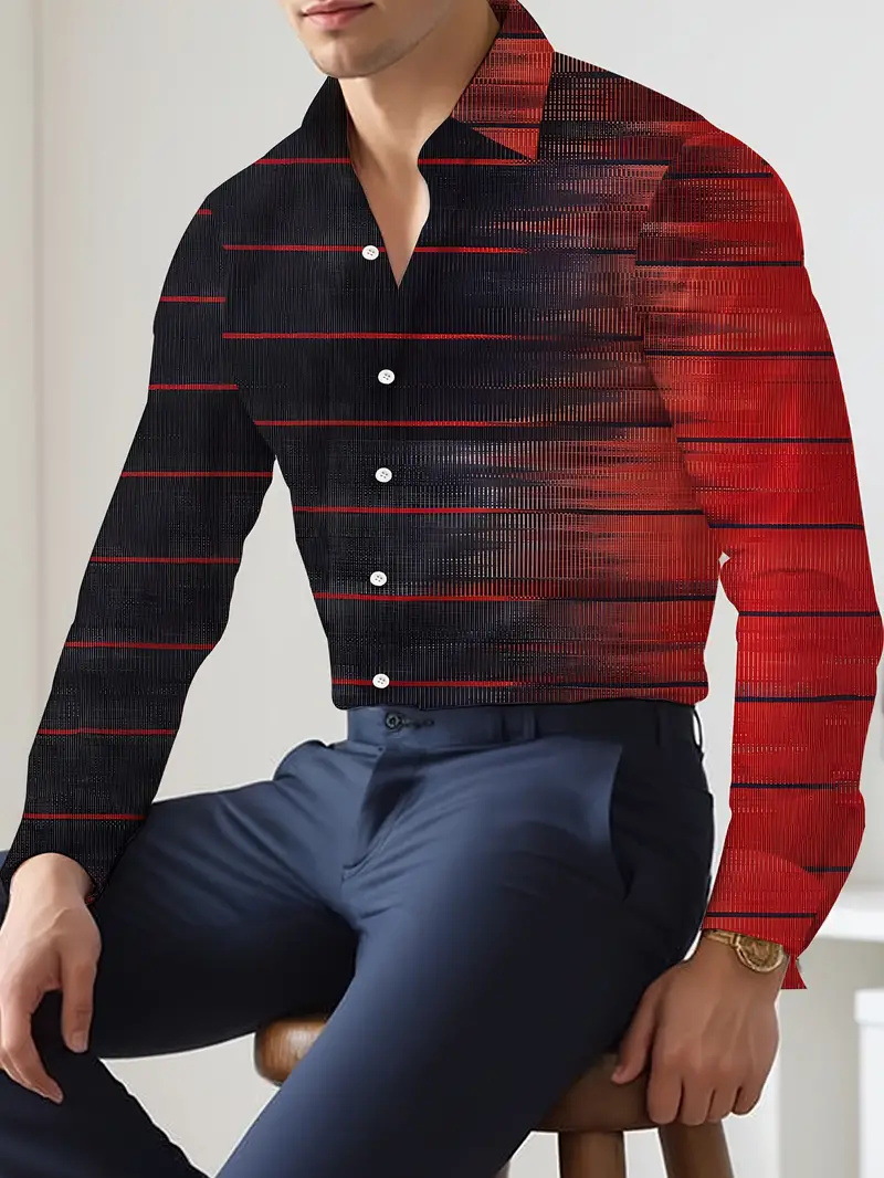 2025 nueva camisa de manga larga con degradado de color salvaje casual de moda europea y americana transfronteriza de Amazon MB12