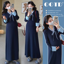 孕妇装2025秋冬韩版大码百搭新款时尚气质减龄长袖针织打底连衣裙