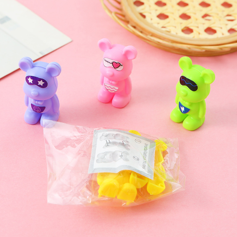 Nuevo mini pegatinas de dibujos animados de plástico ensamblable modelo de oso juguete regalo de juguetes para niños al por mayor
