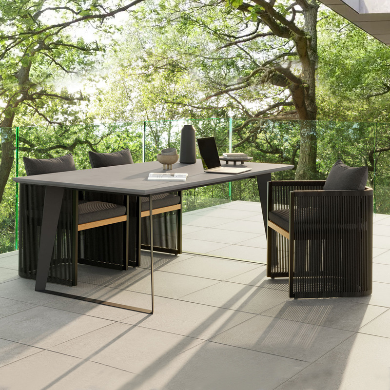 Outdoor Teak Rope Weave Garden Leisure Balcony Outdoor Designer Hotel Courtyard Model Room Wicker Chair Furniture