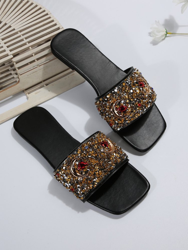 Women's Vintage Style Solid Color Open Toe Slides Slippers display picture 1