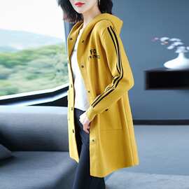 针织开衫女中长款春秋2025新款宽松洋气慵懒风外穿妈妈毛衣外套