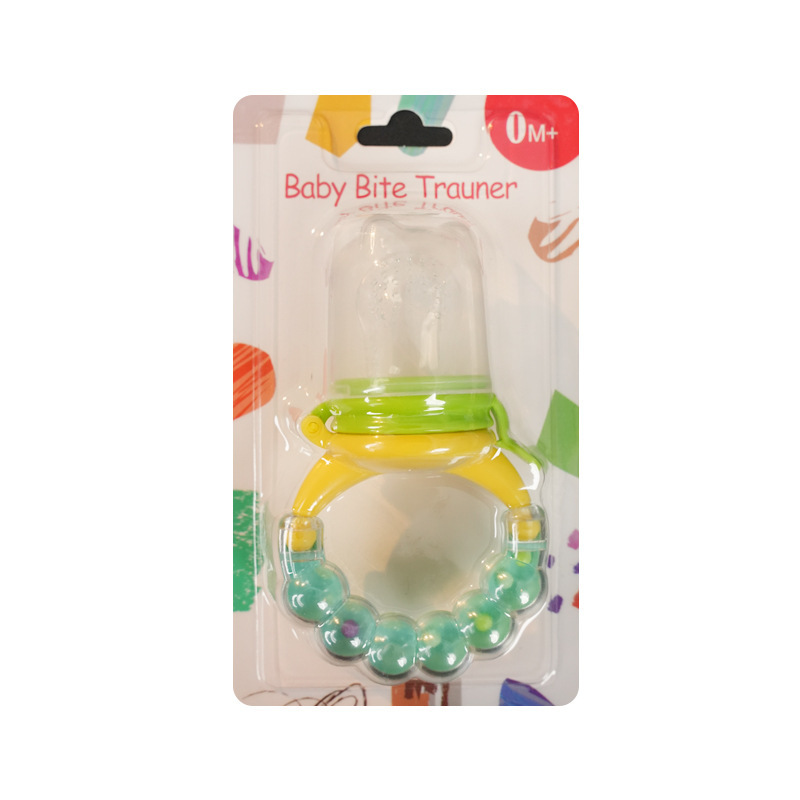 Inglés paquete de tarjetas bebé mordida música niños campana fruta y verdura música suplemento de alimentos para bebés fruta bolsa de malla al por mayor