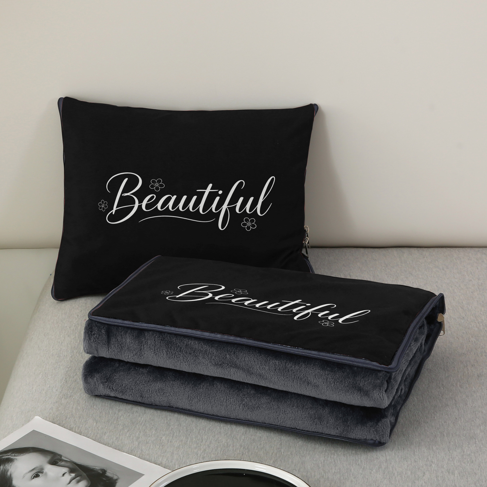 검정색 아름다운 담요, 직사각형 30*40 사이즈