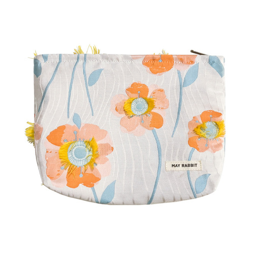 MAY RABBIT New Retro Relief Flower High-Quality Makeup Bag Large Capacity Canvas Bag Women's Inner Bag