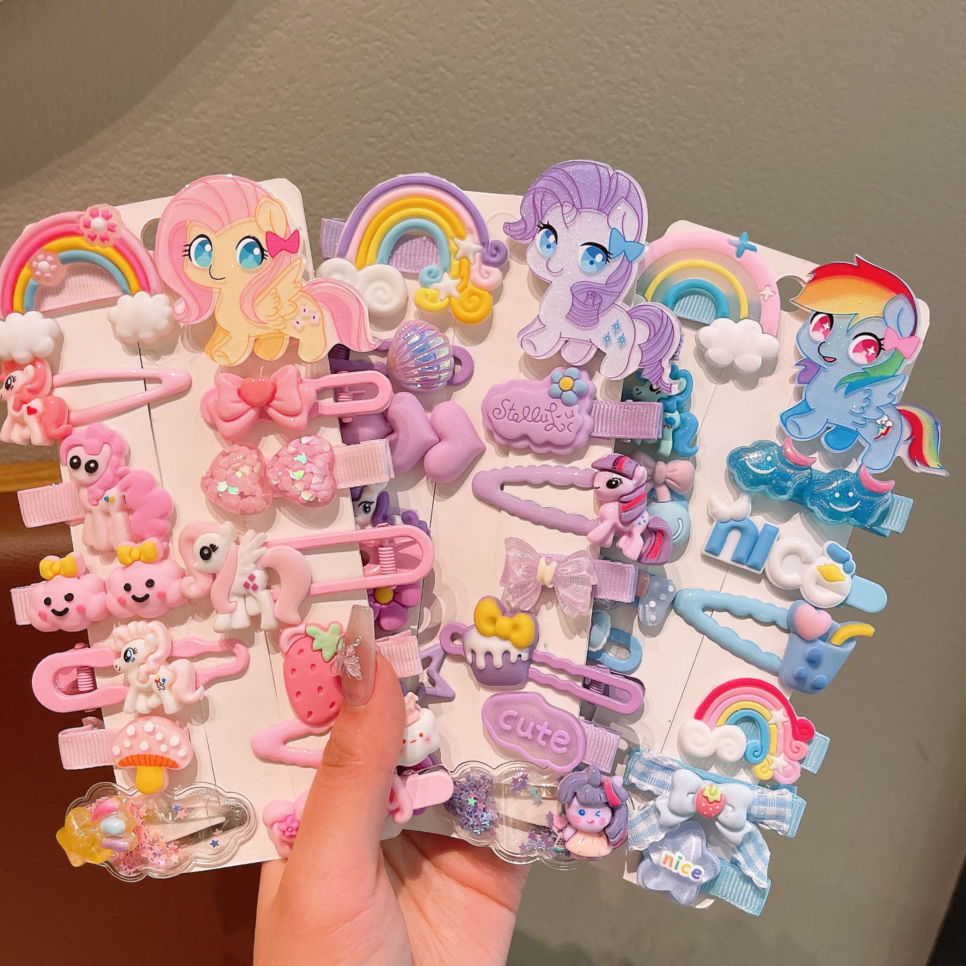 Niños de dibujos animados pony lindos pinzas de cabello niñas paoli pinzas de cabello niñas pinzas de cabello rotas para estudiantes set de pinzas de cabello BB