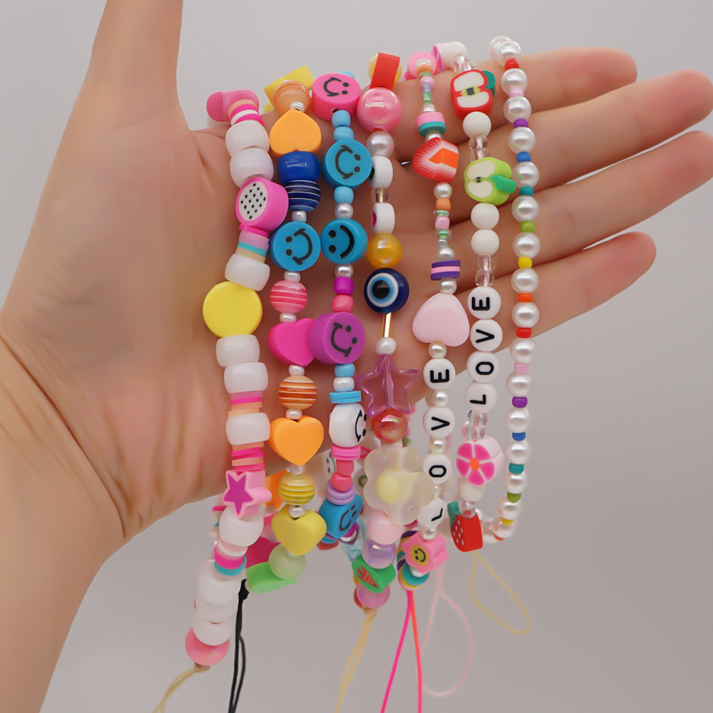 Wholesale Jewelry Acrylic Mixed Color Love Mobile Phone Lanyard Nihaojewelry display picture 2