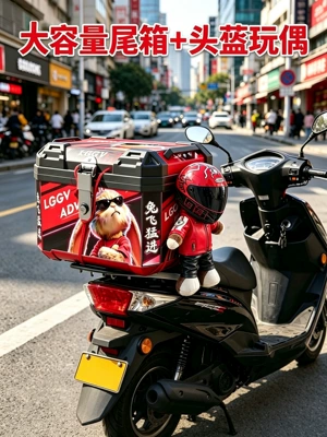 Motorcycle trunk, and can be used as a delivery - 48l-rabbit-flying-forward-doll-set-helmet-doll-inner-lining-backrest-base-tool-kit