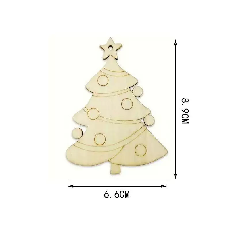 跨境热销TUME 一件圣诞未完成木制木片 DIY空白圣诞木质悬挂装饰