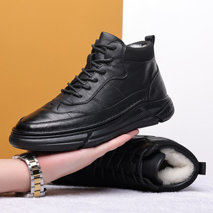 Cotton Shoes Men's 2025 New Warm Thickeneded Snow Boots Casual Business High-Top Men's Shoes Wool One-Piece Northeast Boots