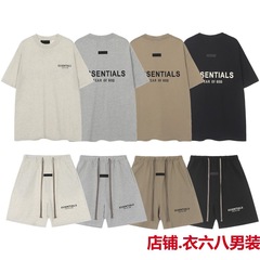 FOG マルチライン ESSENTIALS 立体シリコンレターフロッキー半袖ハイストリートカジュアルスポーツショーツ男性と女性用