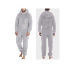 J 19546 Fleece Hooded Jumpsuit Pajamas ��ʿ��ñ˯�� �羳����