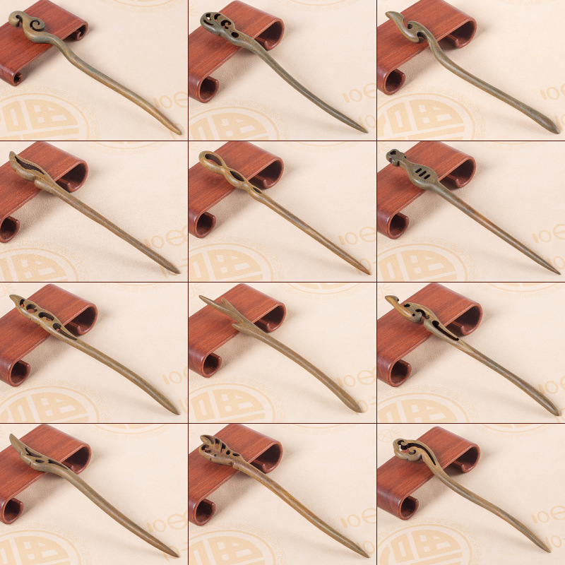 Accesorios para el cabello Hanfu horquilla de sándalo verde nuevo estilo chino tocado de sentido alto al por mayor