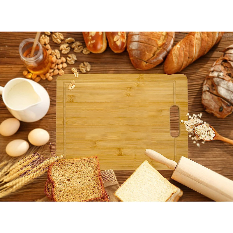Tablero de cortar de bambú Tablero de corte de frutas y verduras multifuncional para el hogar Tablero de pan Tablero de laminación Tablero de suplemento alimenticio Bandeja de desayuno