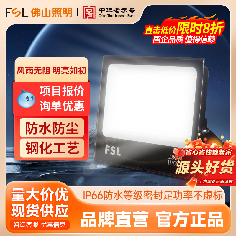 Reflector LED FSL Foshan Lighting para exteriores de alta potencia, foco de jardín de 100W, reflector publicitario para exteriores.
