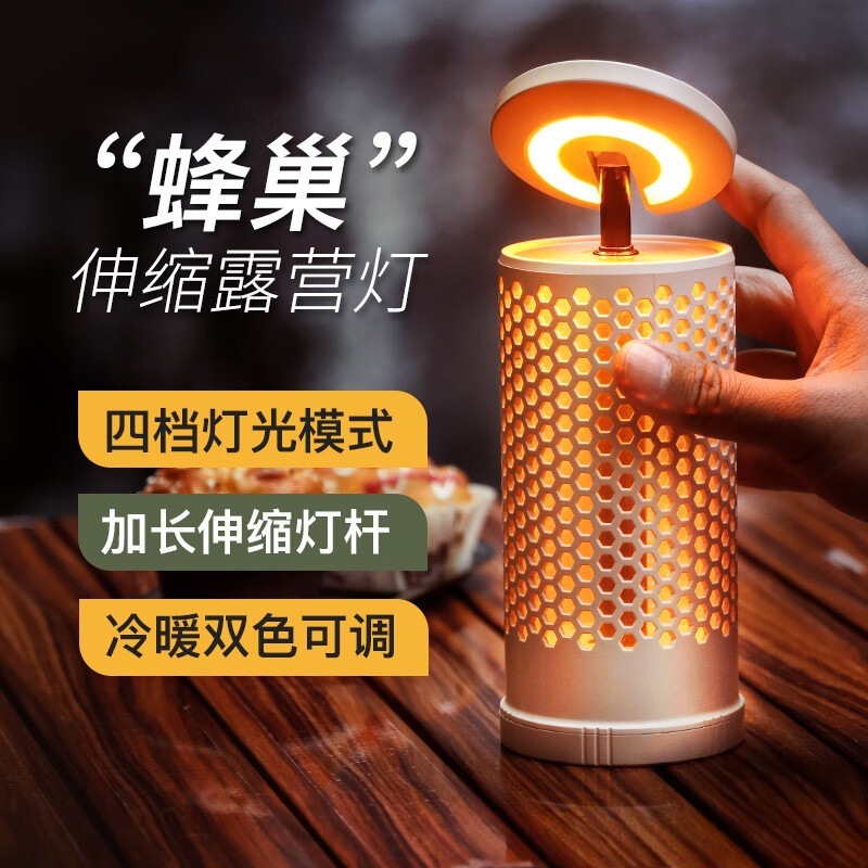 户外多功能露营灯营地天幕帐篷LED氛围灯探险照明蜂巢灯护眼