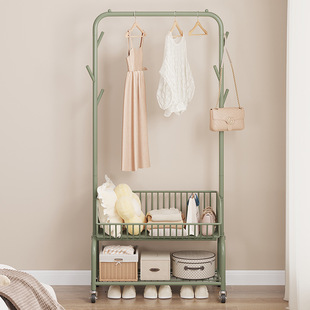 [1.5 Million People Praise] Bedroom Clothes Rack Floor-Standing Vertical Steel Pipe Thickeneded and Thickeneded Coat and Bag Storage