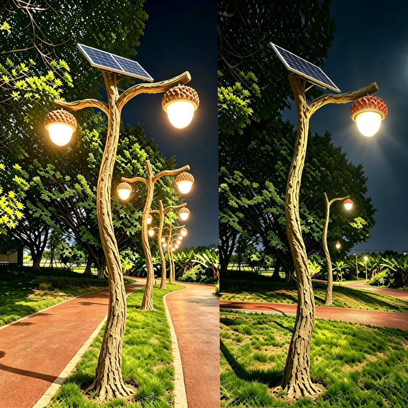 Rural Street Lights, Scenic Area Specialty Fruit-Shaped Lights, Lychee-Shaped Lights, 3.5m Simulated Tree Trunk Solar Garden Lights Rural Street Lights, Scenic Area Specialty Fruit-Shaped Lights, Lychee-Shaped Lights, 3.5m Simulated Tree Trunk Solar Garden Lights