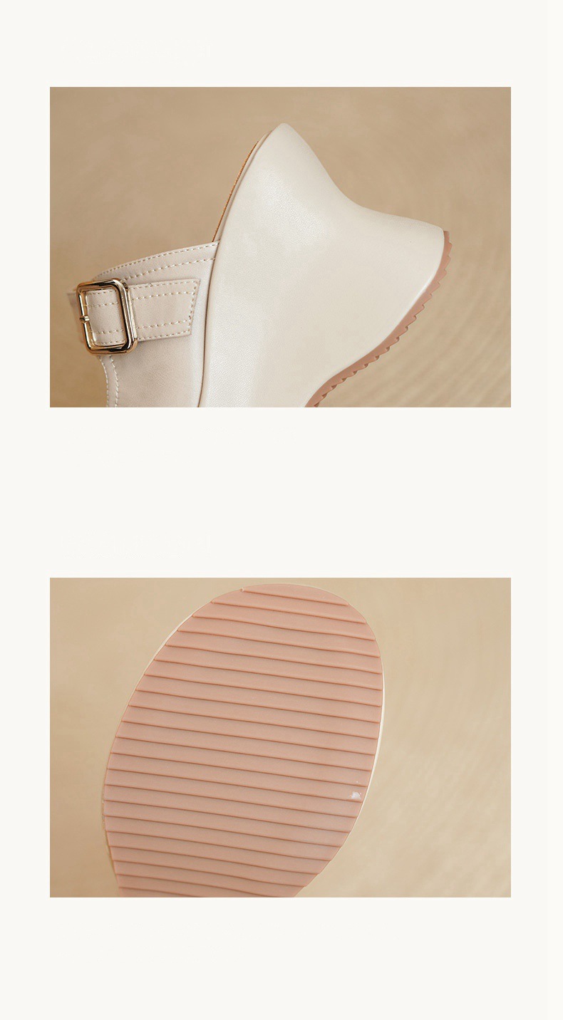 Sandal hở mũi nữ đế xuồng cao gót 9 cm quai ngang khóa móc da bò — màu nâu chi tiết 8