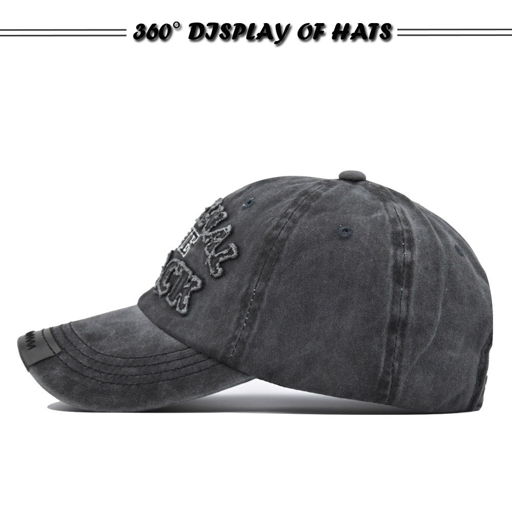 Cappellino da baseball con lettere ricamate in 3D lavato per uomo e donna, originale berretto americano a becco d'anatra_voghion.com