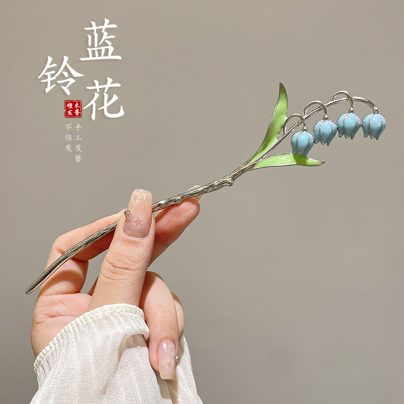 中国风韵味！国风桃木花朵发簪！新中式高级感盘发钗子气质发饰|undefined