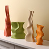 莫蘭迪創意波浪紋陶瓷花瓶擺件客廳插花樣板間軟裝飾品孟菲斯花器