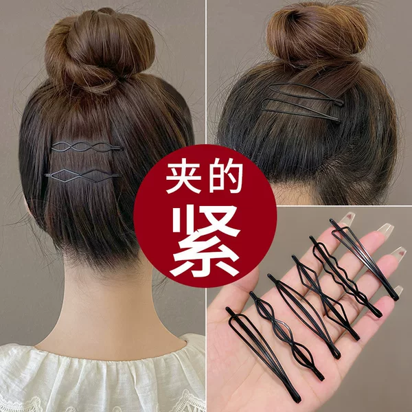 Black geometric clip drop triangle wave bangs clip black invisible back of the head seamless broken hairpin clip