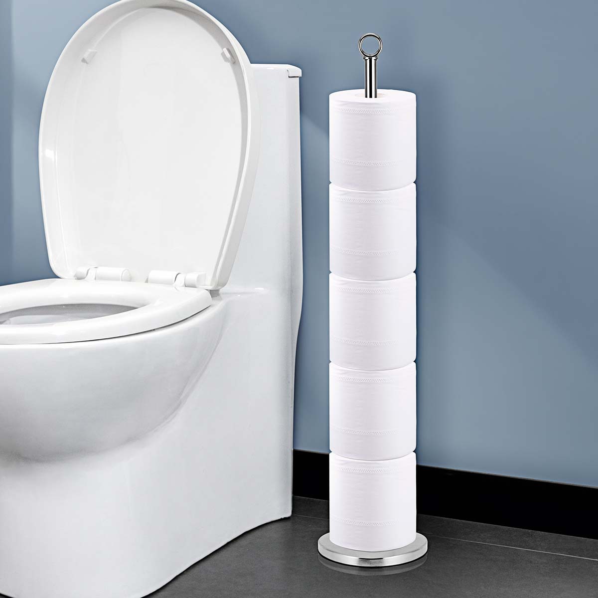 Acero inoxidable vertical estante de toallas de baño sin perforación estante de almacenamiento de toallas de papel caja de toallas de hotel rollos de toallas