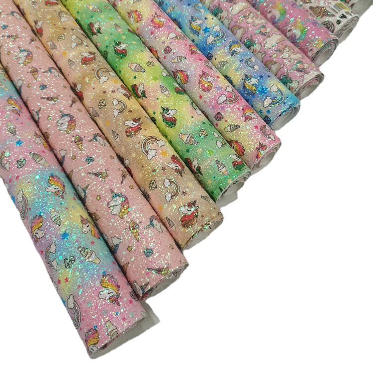 供应撒粉PU闪粉布  PU格利特皮革 花色珠光金葱布料 箱包鞋材面料
