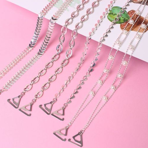 Invisible shoulder straps with rhinestone bra straps non-slip rhinestone underwear summer bra straps with one-line collar can be exposed cross-border