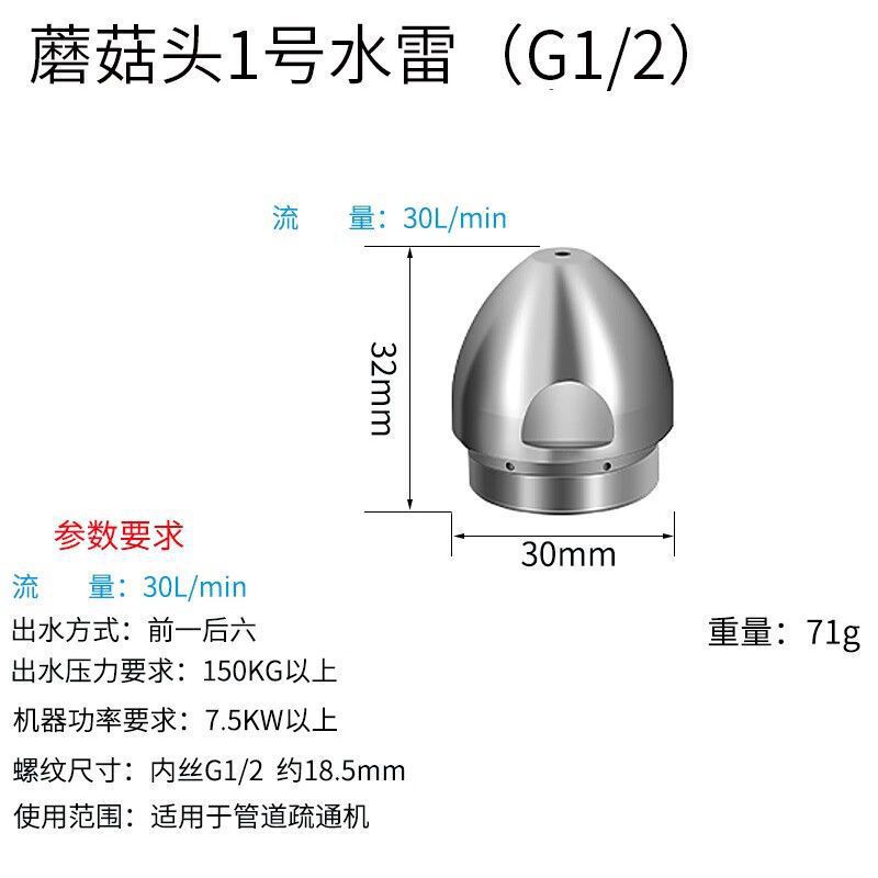 安路仕水老鼠管道疏通高压喷嘴下水道清洗机1/4接头3/8快插式冲洗|undefined