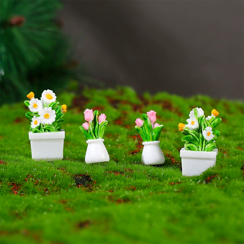 Новый цветочный горшок кукольный домик миниатюрная ваза горшок зеленое растение готовый Цветок наружное украшение