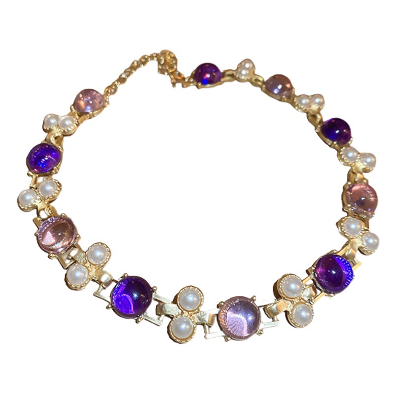 Aguja de plata de La Perla ronda Stud pendientes collar traje artístico retro Corte Estilo Pendientes vintage medio-antiguo pendientes para las mujeres