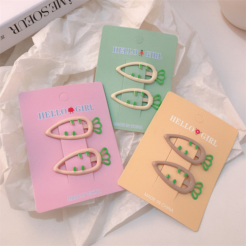 Hair clips for girls with cartoon dopamine, cute carrot-shaped, suitable for children, bangs with frizzy hair clips, hair accessories that do not damage hair