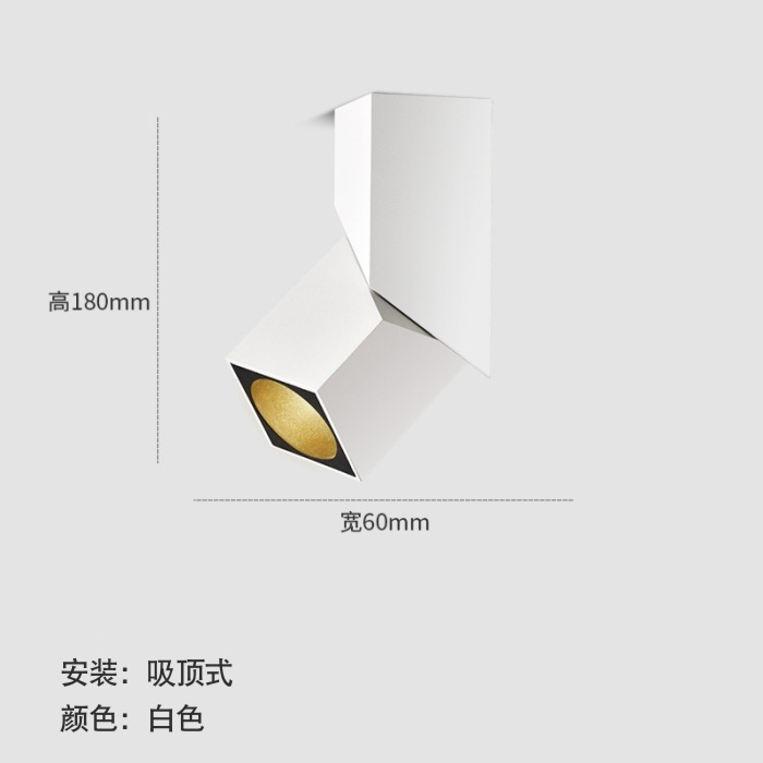 新型ledスポットライト調整可能な天井ランプの四角いリビングルームの玄関の背景壁、cobスポットライトにはメインランプがありません。|undefined
