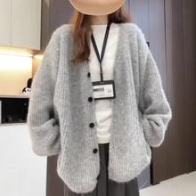 2025新款宽松慵懒风针织衫毛衣女秋冬季韩系开衫小个子上衣外套