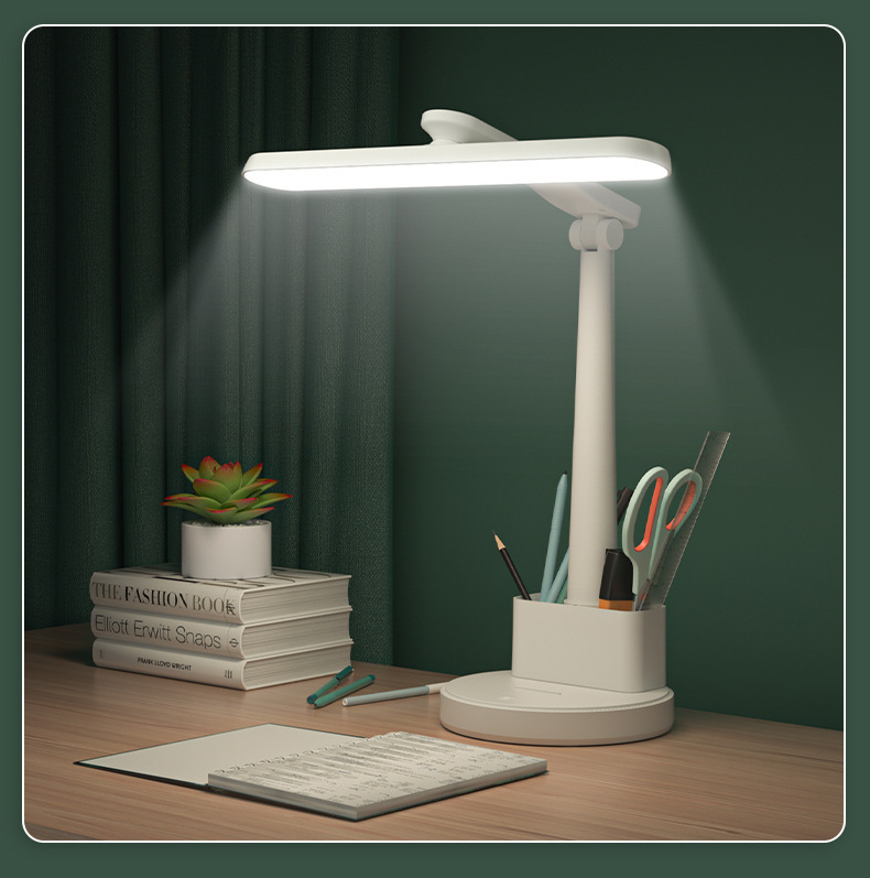 LED Study-Use Eye-Care Desk Lamp for Dorms—Dual-Use: Rechargeable and Plug-In, Foldable Desk Lamp, Bedside Light, Small Night Light, Lamp