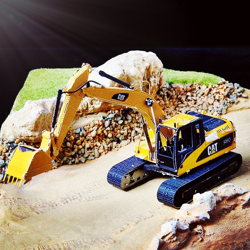 Acero estatua mágica al por mayor ingeniería vehículo excavadora metal puzzle mini 3D hecho a mano DIY modelo de montaje