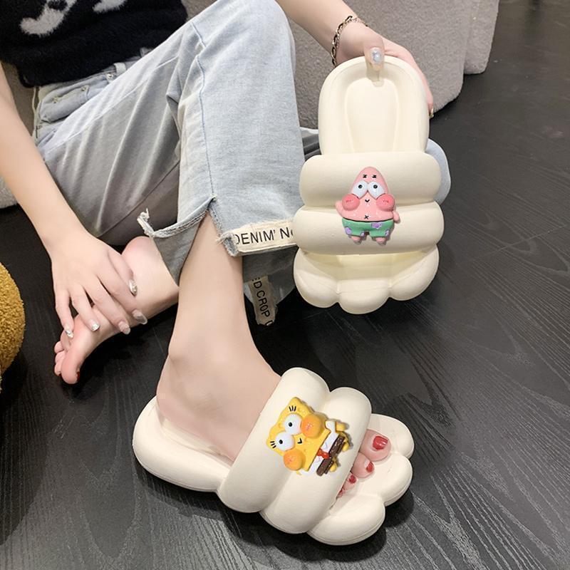 女性の夏の屋内ホーム 2024 新しい滑り止めかわいい涼しい夏のアウターウェア用の快適なスリッパ|undefined