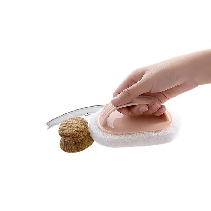 Cepillo de baño con mango Cepillo de baldosas de baño Cepillo de descontaminación doméstico Cepillo de limpieza de fregadero Cepillo de olla multifuncional Limpiador de esponja