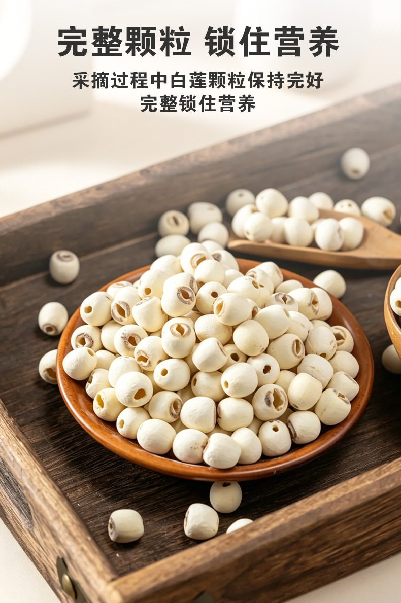 Lotus Seed (Nelumbo nucifera) — Hunan White Lotus Seeds, Core-Removed, Sulfur-Free, 500g preparation