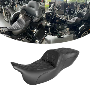 Harley 09-25 Trike Glide üçün ikiqat gelli motosiklet oturacaq yastığı