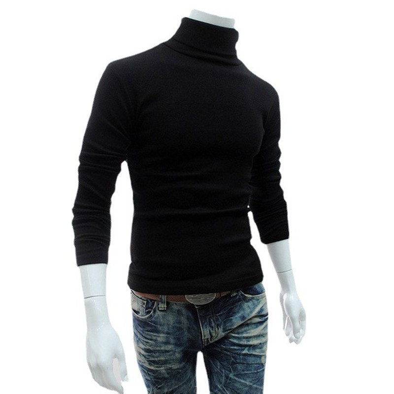 New foreign trade menswear solid color t-shirt men's high neck long sleeve autumn winter bottoming shirt men's sweater Korean Pullover
