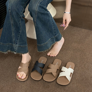 Summer New Cross-Strap Daily Beach Casual Slippers for Girls, Trendy, Versatile, Fashionable and Lightweight Beach Sandals