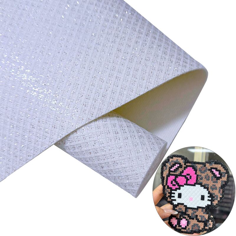 Sharon Leather Wholesale Lace Mesh Patchwork Iron-On Fabric Glitter Small Roll Steamer Cloth Small Squares