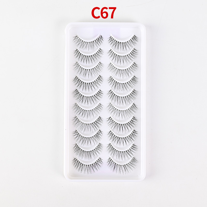 Pestañas Postizas Negras de Tallo Duro para Maquillaje de Escenario, 10 Pares, Estilo Natural y Grueso, Pestañas de Tira Completa, Venta al por Mayor, Estilo de Escenario